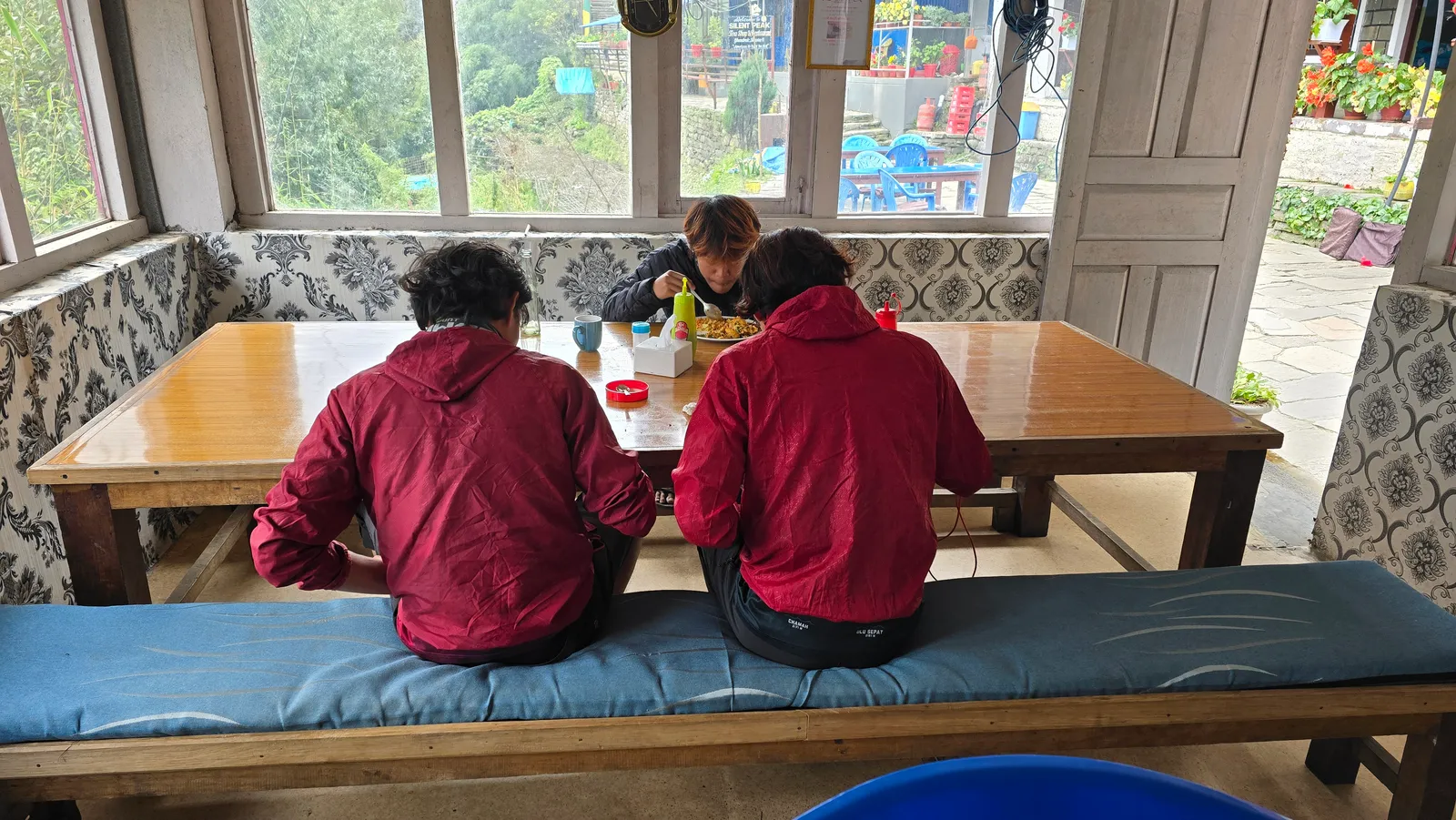 Eating in a teahouse on the Annapurna Base Camp trek